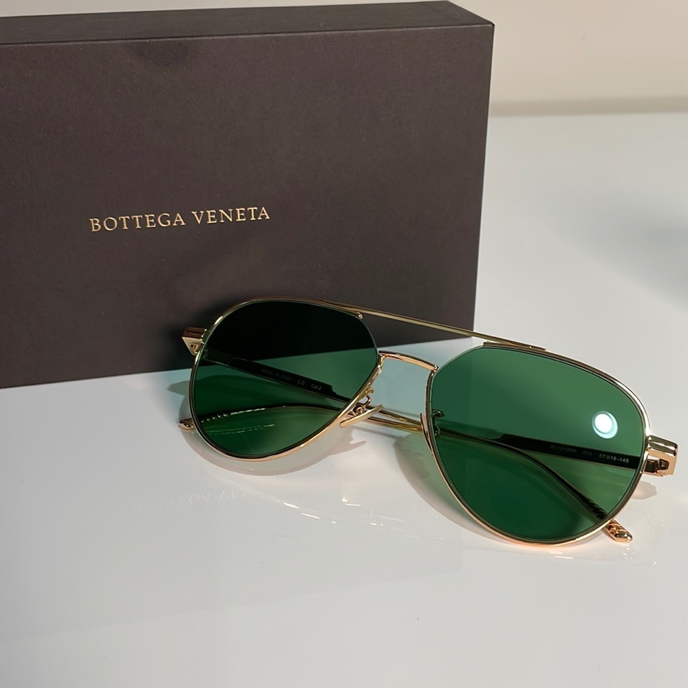 NEW Bottega Veneta Mens Sunlglasses - Green/ Gold - BV1013SK